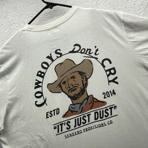 Sendero T-Shirt Mens XXL White Cowboys Don't Cry It's Just Dirt Graphic Pocket